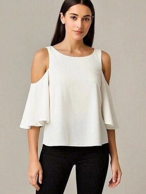 alice + olivia Alta Off The Shoulder Ruffle Blouse White 2